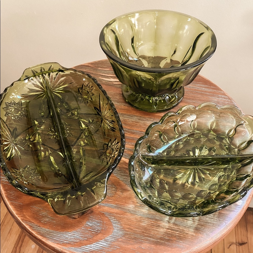 MCM Green Glass LARGE Candy Dish